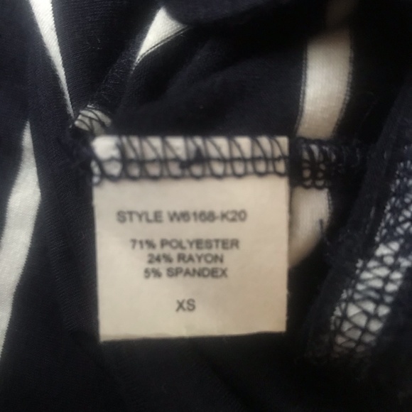 Fitted long sleeve, navy dress with white stripes - Picture 5 of 6